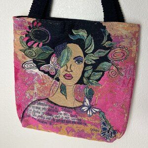 NWOT Woven  Tapestry Canvas Tote Carry Bag Sylvia Gbaby